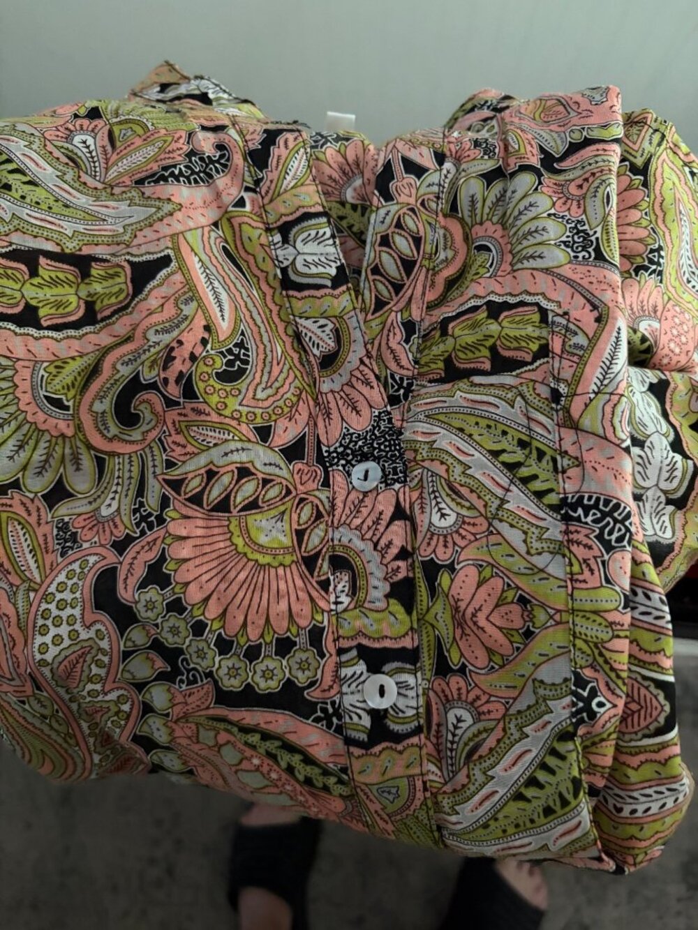 Women's Chelsea & Theodore Plus Size 1X Paisley Button Down Lightweight Top Shir - Picture 8 of 10
